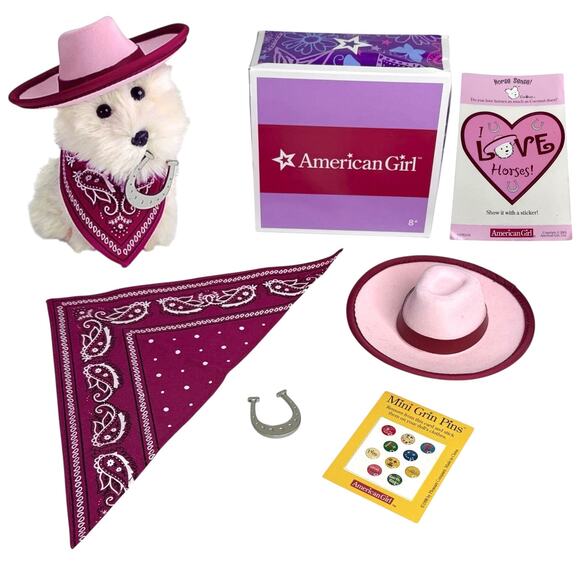 American Girl Today Coconut Dude Ranch Horse Lover ACCESSORIES Hat Toy Scarf Box - Picture 1 of 11